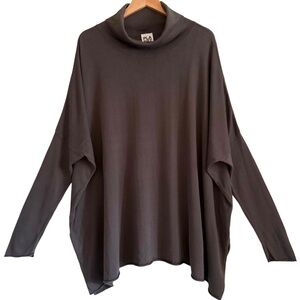 PLANET By Lauren G Modal Blend Oversized Slouchy Minimalist Cowl-Neck Sweater OS